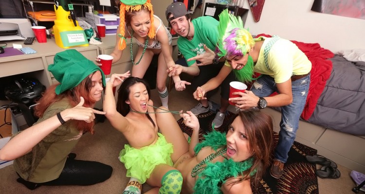 Dorm room babes celebrating Saint Paddy’s Day